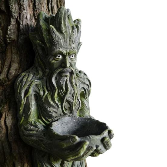 Лицо дерева кормушка для птиц скульптура Старик на дереве держатель для семян птиц погодоустойчивая уличная кормушка для птиц для сада патио двора украшение