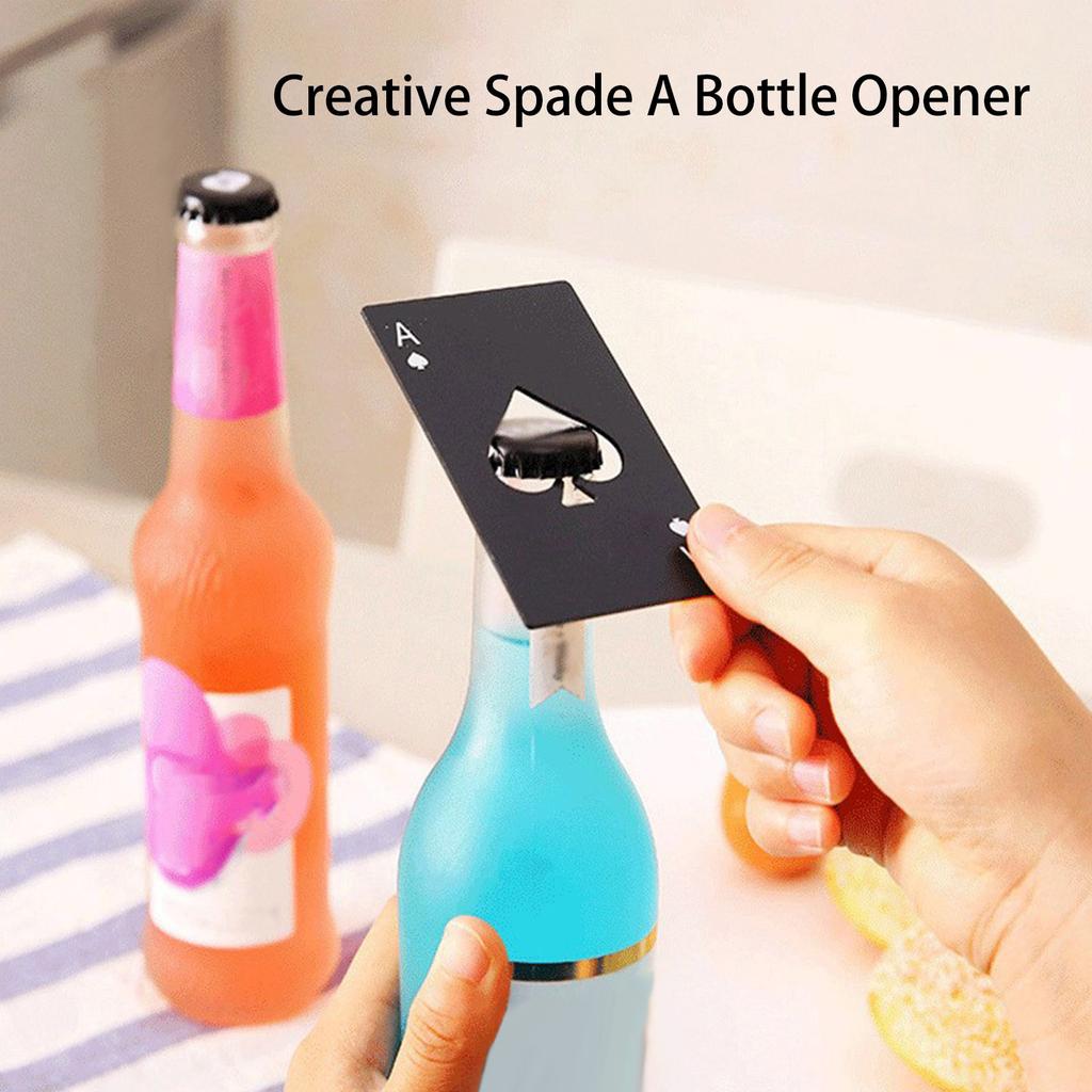Black Peach A Bottle Opener Creative Playing Card Shaped Stainless Steel Home Tools Beer Bottle Opener