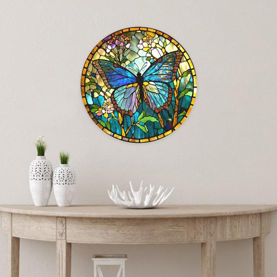 Colourful Butterfly Wreath Pendant Imitation Glass Insect Garland Hanging Acrylic Plate Decoration Summer Festival Decorations