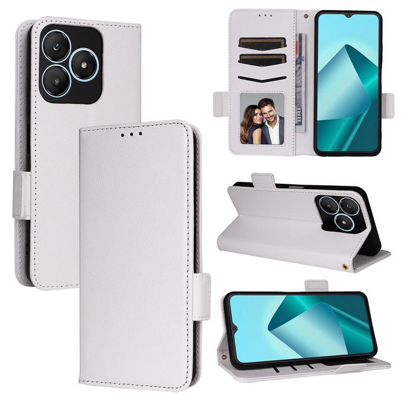 Кожаный чехол Wiko T20 с рисунком личи, слотом для карт и ремешком