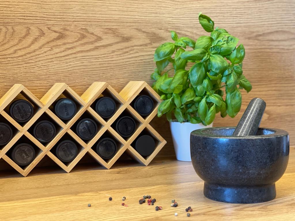 Granite Stone Mortar Black Pestle For Kitchen Herbs Spices Medicines