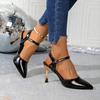 Fashion New Women Shoe for Women Pointed Toe High Heel Sexy Ankle Strap Evening Party Sandal Sweet with Ankle Buckle Strap Zapatos Mujer