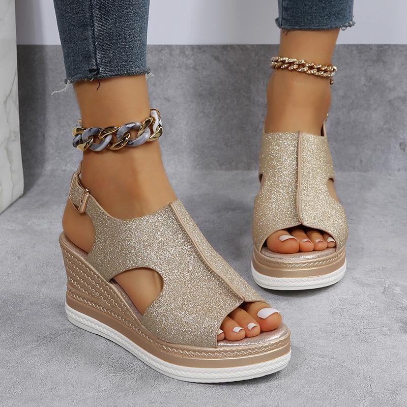 Летние женские сандалии, модные универсальные женские повседневные сандалии на танкетке с открытым носком, женская обувь на римской платформе