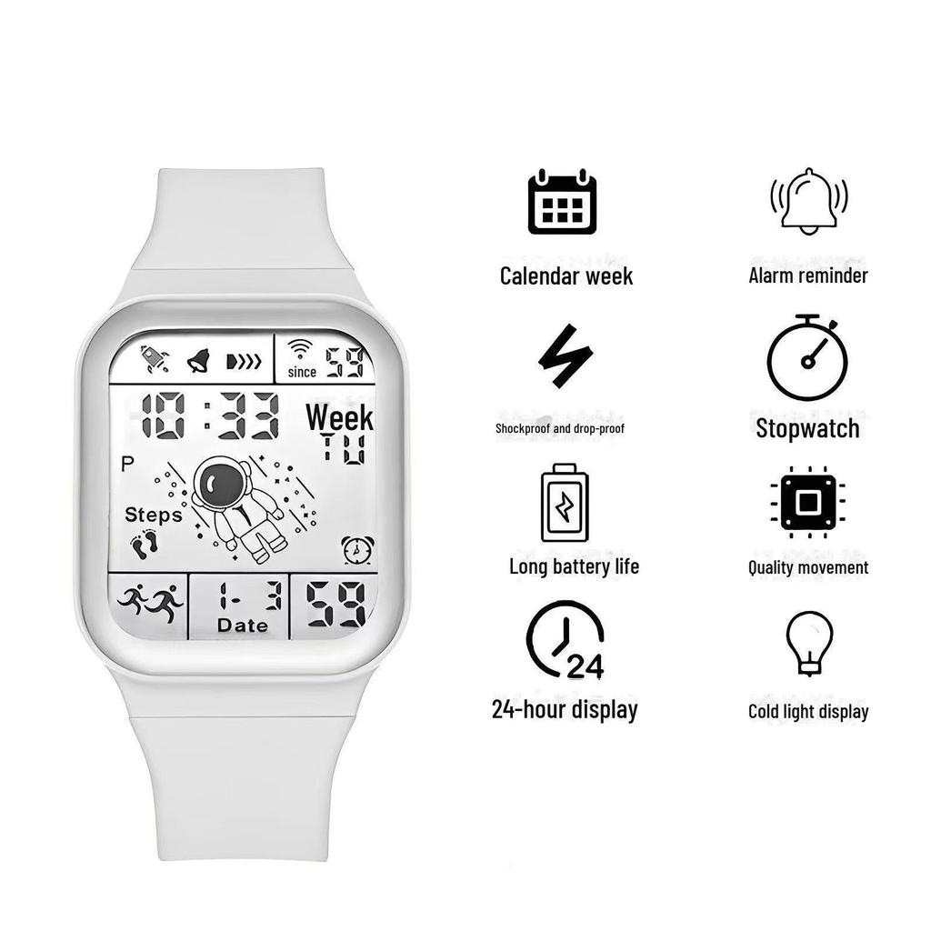 Часы астронавта-студента: Большой экран, календарь, ночник, будильник, секундомер