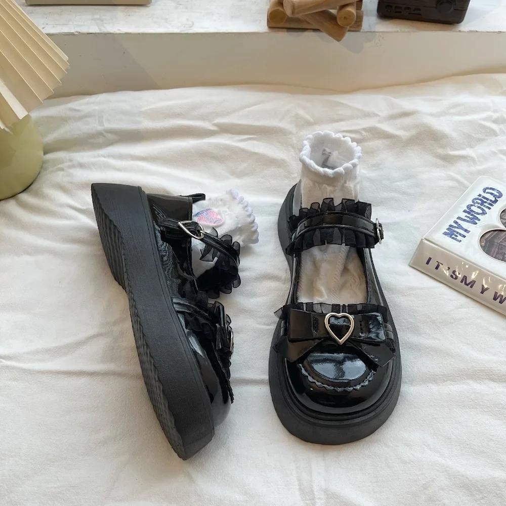 New Women's Mary Janes Shoes Spring Butterfly Knot Shallow Platform Shoes for Women Dress Students Women's Lolita Shoes Pumps