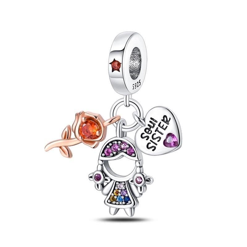 Медный кулон в виде пары, подходит для оригинальных браслетов DIY Pandach, шармы-бусины, подарок на годовщину, день рождения, роскошные изысканные украшения