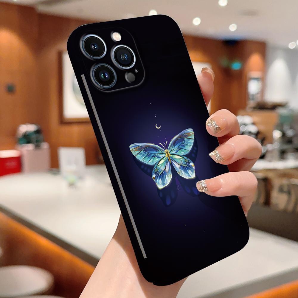 Для iPhone 16 15 14 Samsung S23 A52 A33 A73 A53 Huawei Xiaomi Redmi OPPO Vivo Gradient Butterfly Floral Flower Full Lens Protective Hard Phone Case