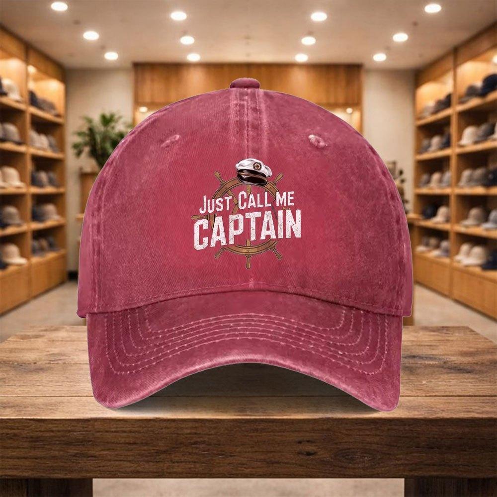pc Adjustable Duckbill Baseball Cap with Just Call Me Captain Text Lightweight Unisex Snapback Hat Suitable for Sports Tra