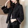 Winter Chinese Style Women's Jacket Embroidered Short Warm Coat