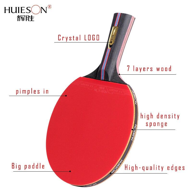 Free 3 Balls 6 Star Table Tennis Bat 7Ply Wood Racket Long Short Handle Ping Pong Paddle Racket with Bag