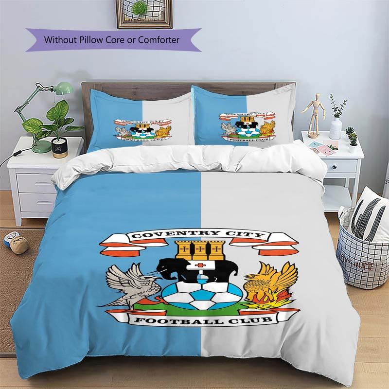 Coventry City Football Club Crest Print 3‑Pieces Duvet Cover Set Soccer Bedding Without Pillow Core or Comforter