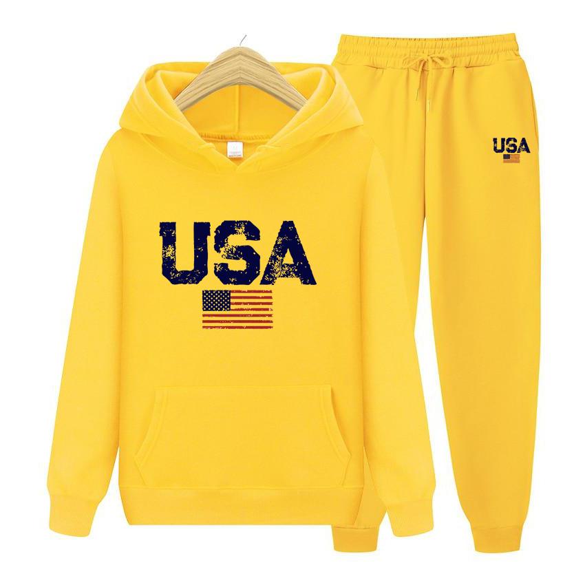 Мужской и женский комплект с капюшоном, винтажный комплект с капюшоном с уличным принтом в виде флага США, комплект с капюшоном высокого качества, повседневный комплект с капюшоном, дышащая футболка, одежда