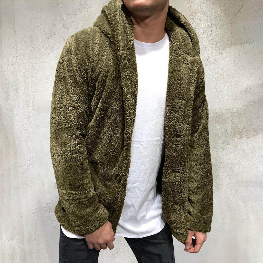 Мужская осенне-зимняя новая свободная повседневная плюшевая куртка чистого цвета с капюшоном