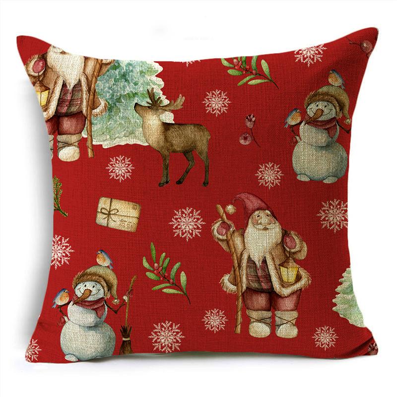Merry Christmas Throw Pillowcase 40/45/50cm Santa Snowflake Elf Reindeer Red Throw Pillowcase For Sofa Home Decor