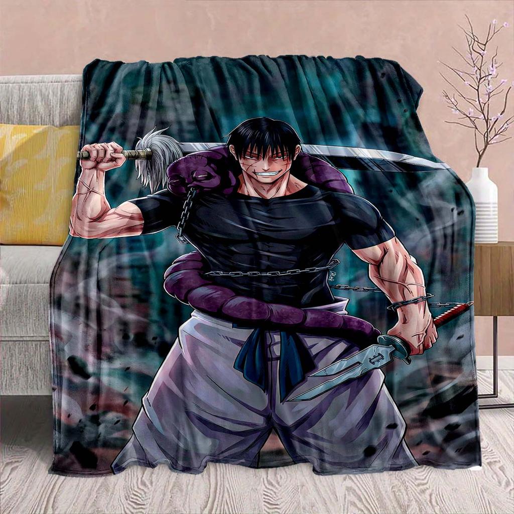 Фланелевое одеяло Аниме Jujutsu Kaisen - Мягкое, теплое, идеально подходит для дивана, кровати, кемпинга, путешествий, офиса, домашнего декора -QJY