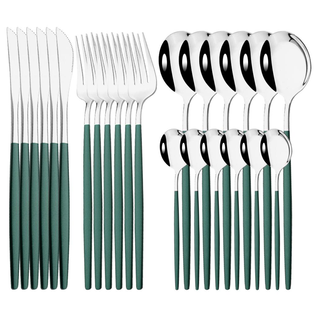 24 шт. золотой набор посуды, столовые приборы из нержавеющей стали, столовая посуда, ложка, нож, вилка, набор столовых приборов, западная кухонная посуда, столовое серебро