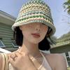 Summer Sunproof Crochet Bucket Hat Ladies Spring Commute Camping Fisherman Cap with Stripe Pattern for Girlfriend