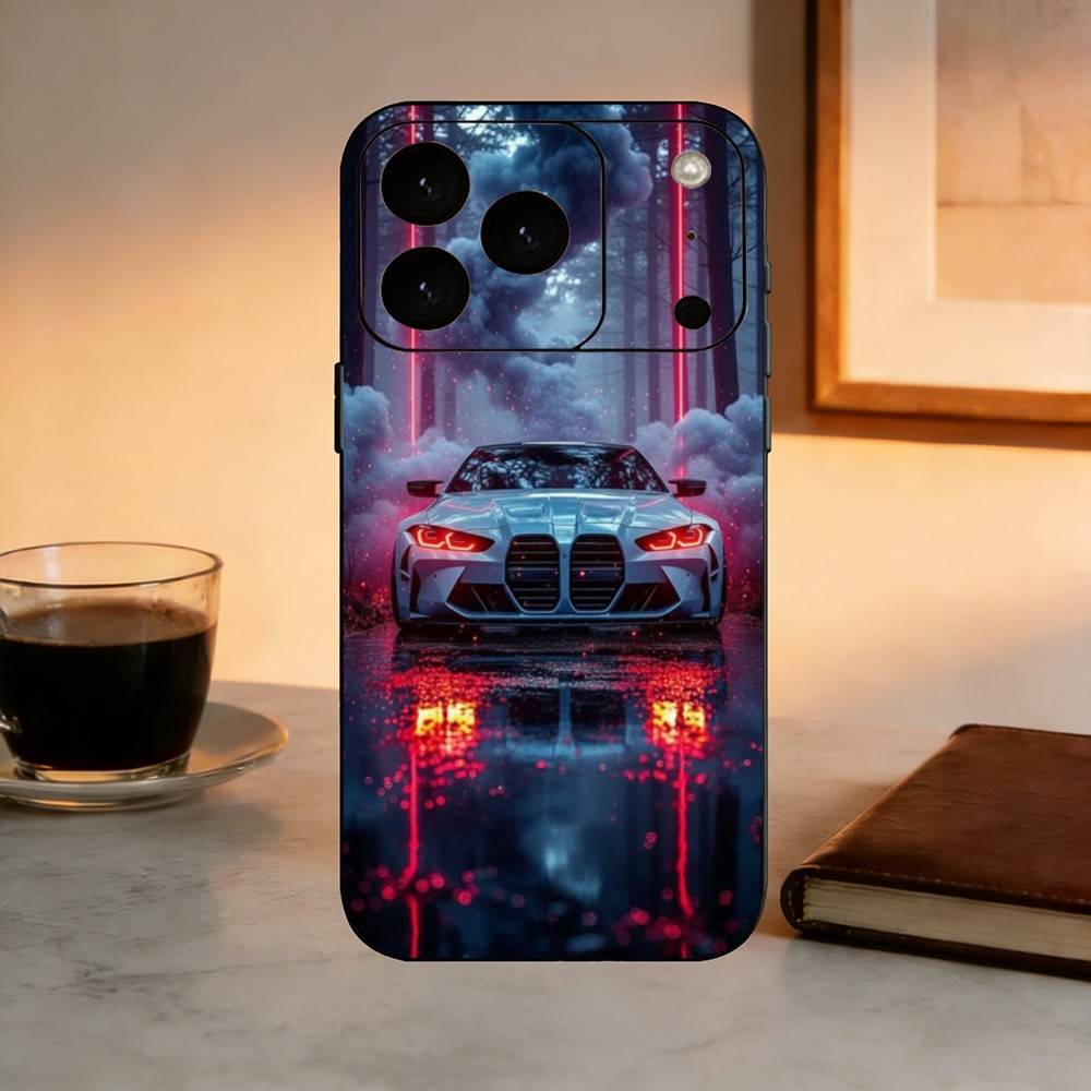 Крутая Спортивная Сине-бело-красная Машина-M4 CAR Чехол для Телефона Для iPhone 17, 16,15,14,13,12,11 Plus,Pro Max, Другие Мягкий Черный Чехол