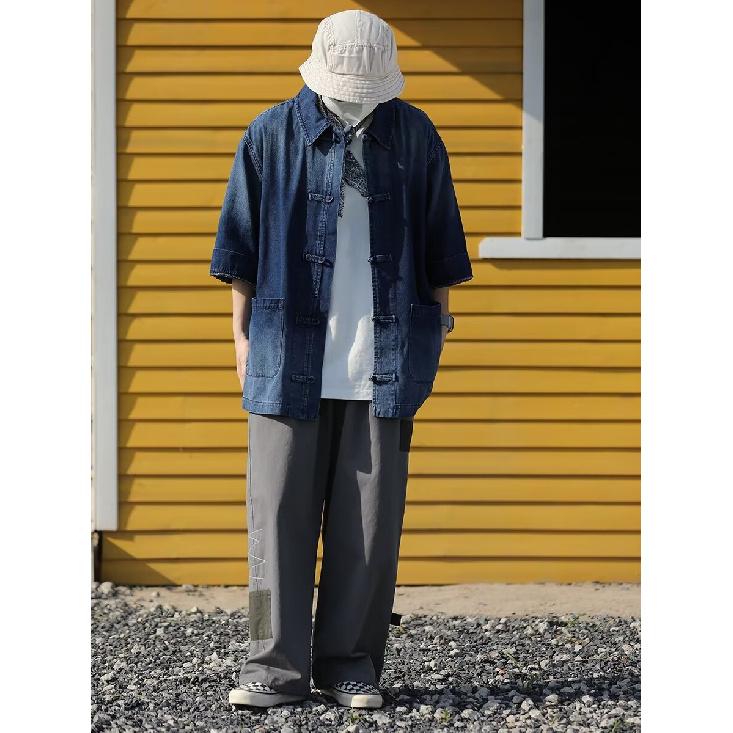 Summer New Chinese Style Vintage Denim Jacket For Men And Women, Loose Retro Button Washed Denim Top