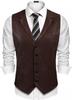 AL KHALID Men Lambskin Leather Waistcoat Western Vest Coat Classic Brown Button
