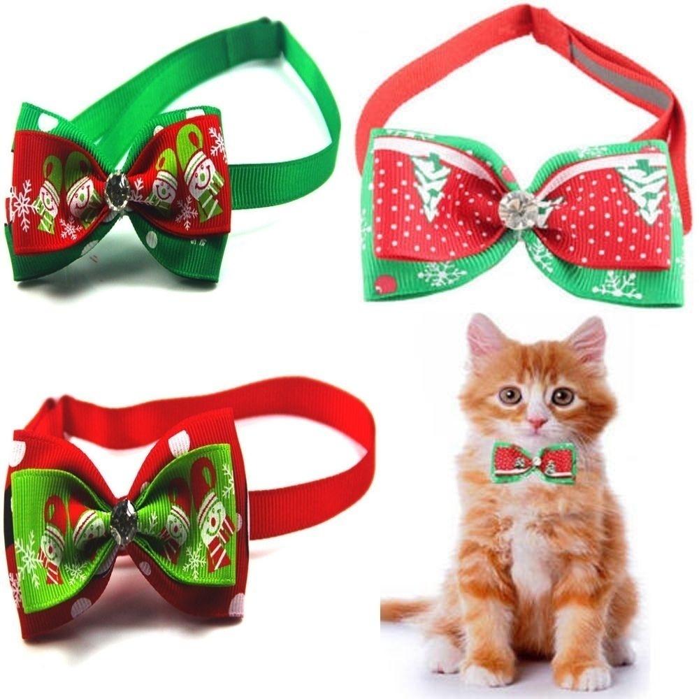 3 шт. Рождественская серия Ошейник для собаки с галстуком-бабочкой и сверкающими стразами для собак малого размера Нарядное украшение Галстук для питомцев Ошейник