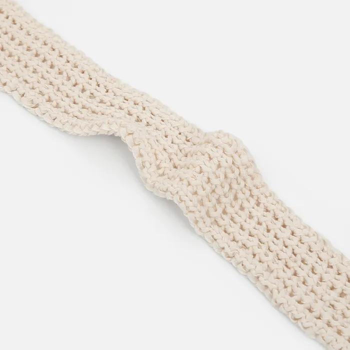 Хлопковый летний тонкий вязаный шарф-снуд КРЮЧКОМ LINE MUFFLER / Овсяный