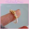 Unique Geometric Design Finely Crafted Pearl Ring For Women In Soft Matte Gold Finish