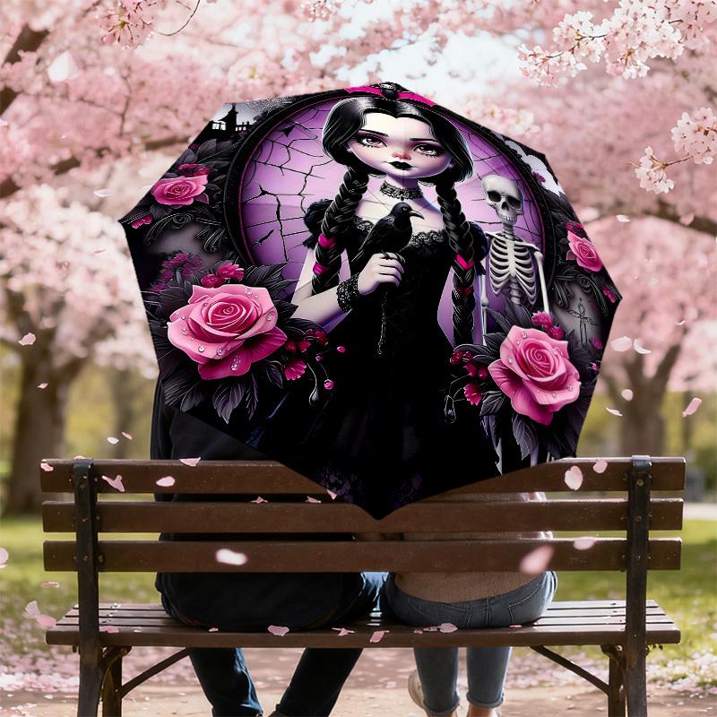 1PC gothic roses Umbrella-8-Rib Reinforced, Automatic Open, Lightweight & Durable, Cute Fashion Accessory for Outdoor-K1281