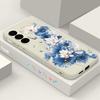 Чехол для телефона с сине-белым цветочным узором для Samsung Galaxy S26 S24 S23 S22 Ultra S25 FE A57 A17 A56 A16 A55 A54 A15 A36 Мягкий чехол