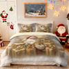 3pcs Golden Santa Claus Printed Chipless Bedding Set Soft and Comfortable Dormitory Bedroom Multiple Sizes Machine Washable