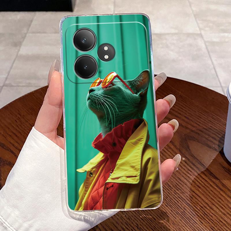 Гелевый чехол для Realme GT Neo 6 SE/GT Neo6/GT 6T/Realme GT 6 Прозрачный силиконовый мягкий ТПУ задняя крышка Милый Кот Кролик Защитный чехол
