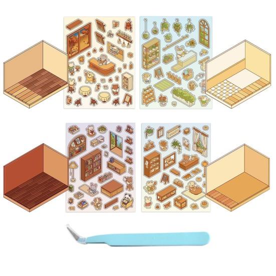 Набор 3D-наклеек для самостоятельного изготовления, многоразовые наклейки для снятия стресса с пинцетом для супермаркета, кофе