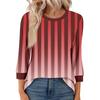 Women's Fashion Casual Seven Sleeve T-Shirt Print Round Neck Top