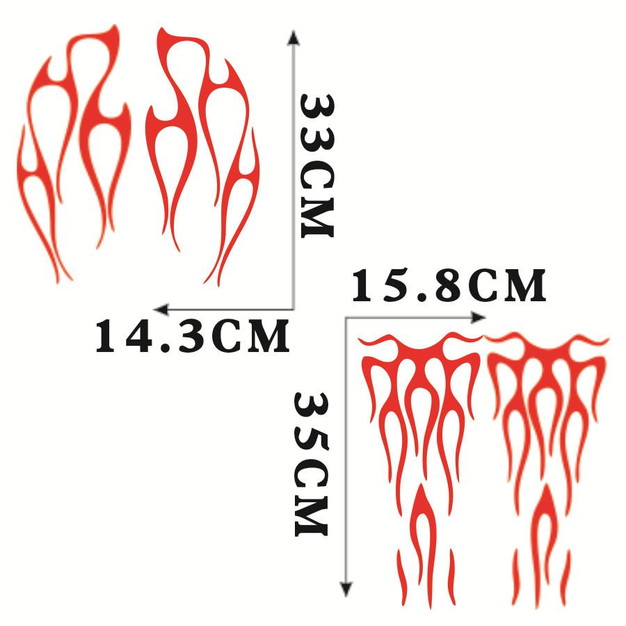 1 Set Motorcycle Red Flame Waterproof Sticker For Gas Tank & Fender Decals Vinyl