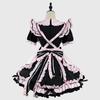 New Japanese Lolita Black Powder Maid Cos Sweet Girl Cute Cat Bow Soft Girl Suit