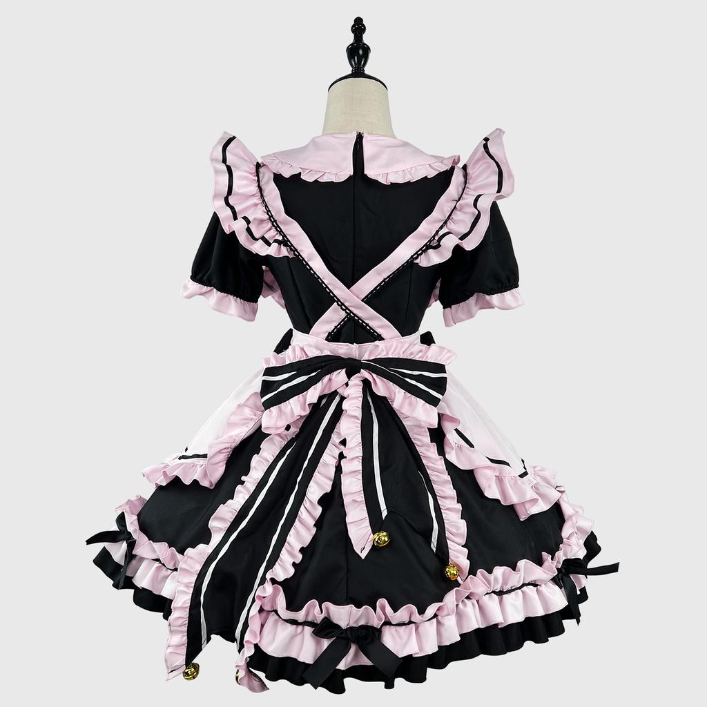 New Japanese Lolita Black Powder Maid Cos Sweet Girl Cute Cat Bow Soft Girl Suit