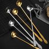 Stirring Spoon Long Handle Food Grade Comfortable Grip Polished Flatware Stainless Steel Ice Cream Dessert Scoop Kitchen Supplies