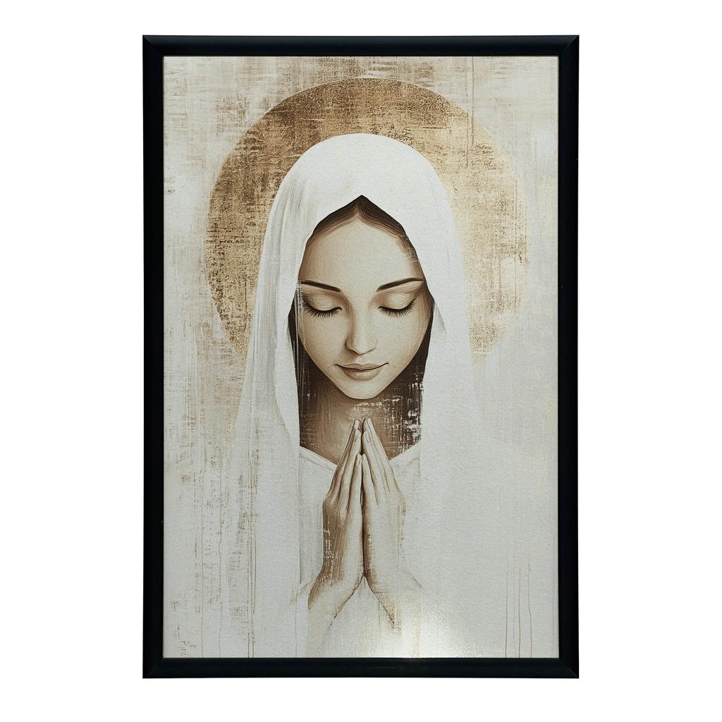 Modlitwa Maryi W Ciszy Modlitwa Maryi W Ciszy, 40X50 Cm, Rama Aluminiowa Złota, Papier Matowy 230 Gsm