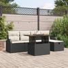 6-Piece Garden Sofa Set with Black Poly Rattan Cushions, 2-Seater Garden Sofa with Storage & Cushions 3361292