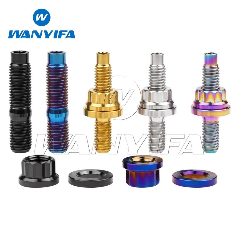 Wanyifa Titanium Bolts M8 M10 hexagonal Screws pitch 1.25mm Flange head Nuts flat Washers set for motorcycle exhaust pipe