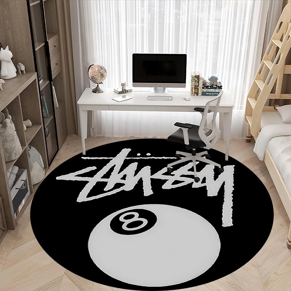 1 шт. Ковер Stussy, Восьмерка, для офиса - Внутренний, нескользящий, моющийся, из полиэфирного волокна, мягкий, удобный коврик для офиса yy250928039