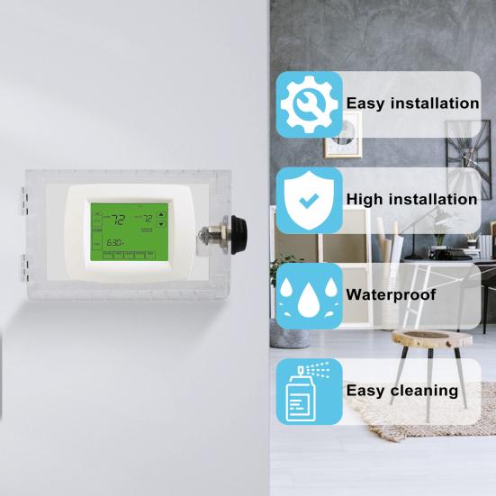 2Pcs Large Universal Thermostat Lock Box with Modifiable Password, Clear Thermostat