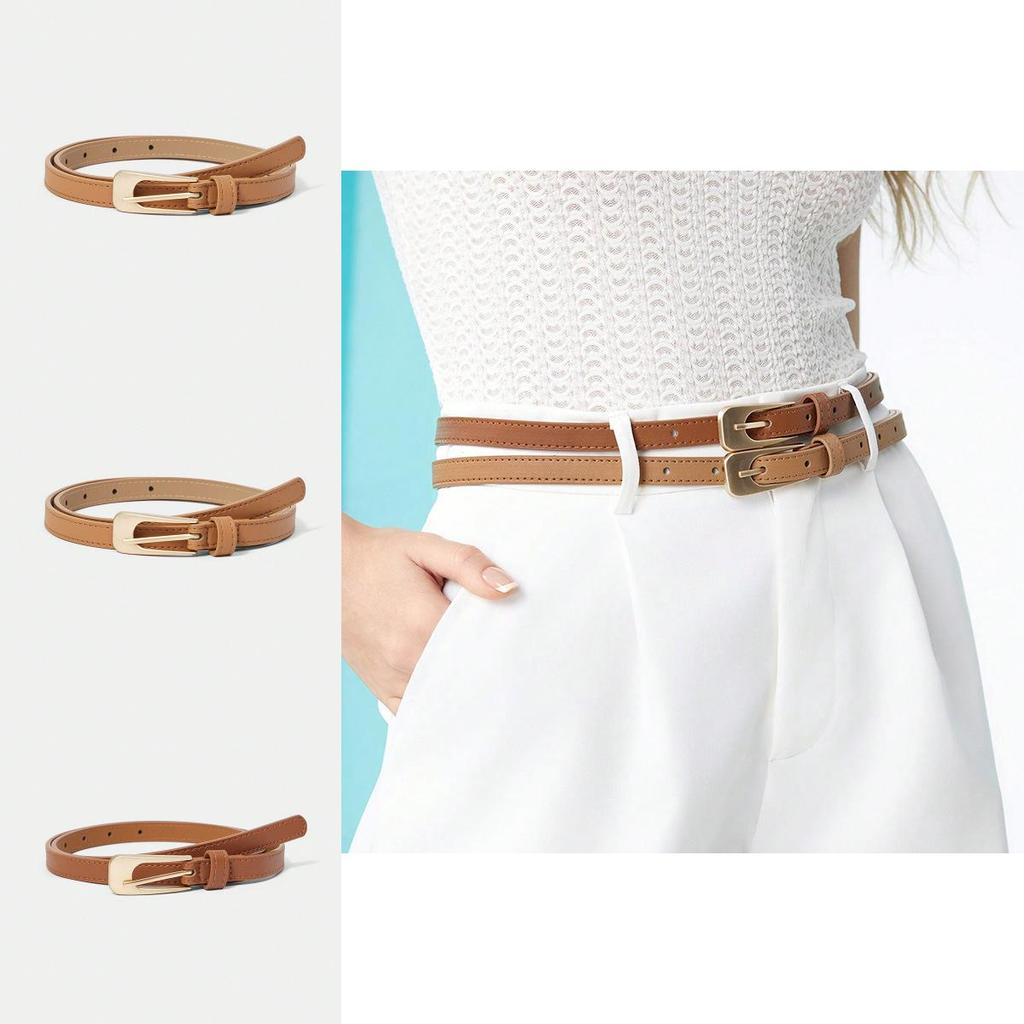 Womens Thin Pu Leather Belt With Pin Closure For Daily Wear And Business
