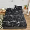 White Bed Sheet With Elastic Band Marbling Printed Single/Queen/King Size Fitted Bed Sheets For Double Beds All-Around Bed Cover