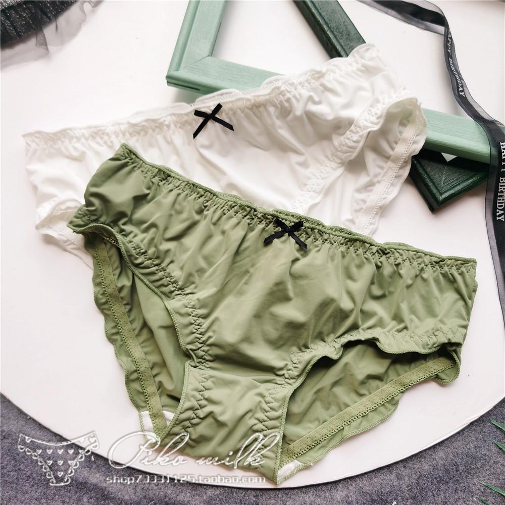 Женские трусики, простой стиль, однотонные трусы из ледяного шелка, милое женское нижнее белье с запахом на бедрах