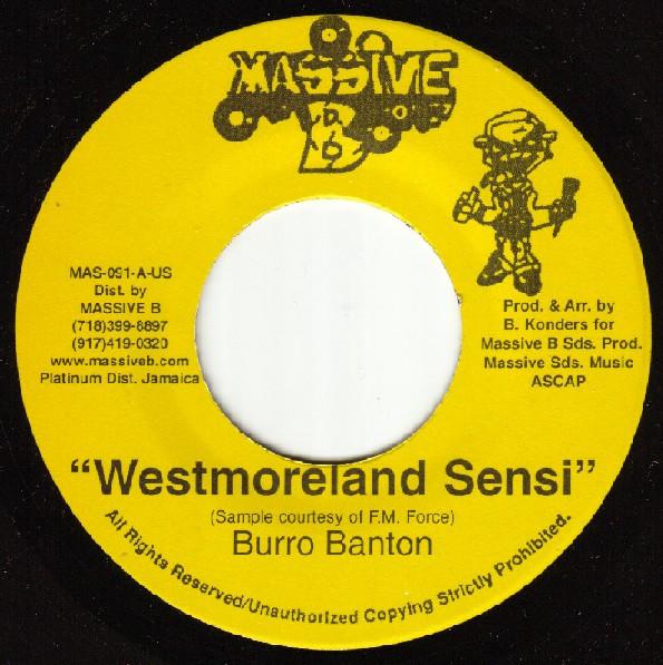 7inch Record BURRO BANTON - Westmoreland Sensi MAS091 Massive B 1995 US Reggae, Ska & Dub Used
