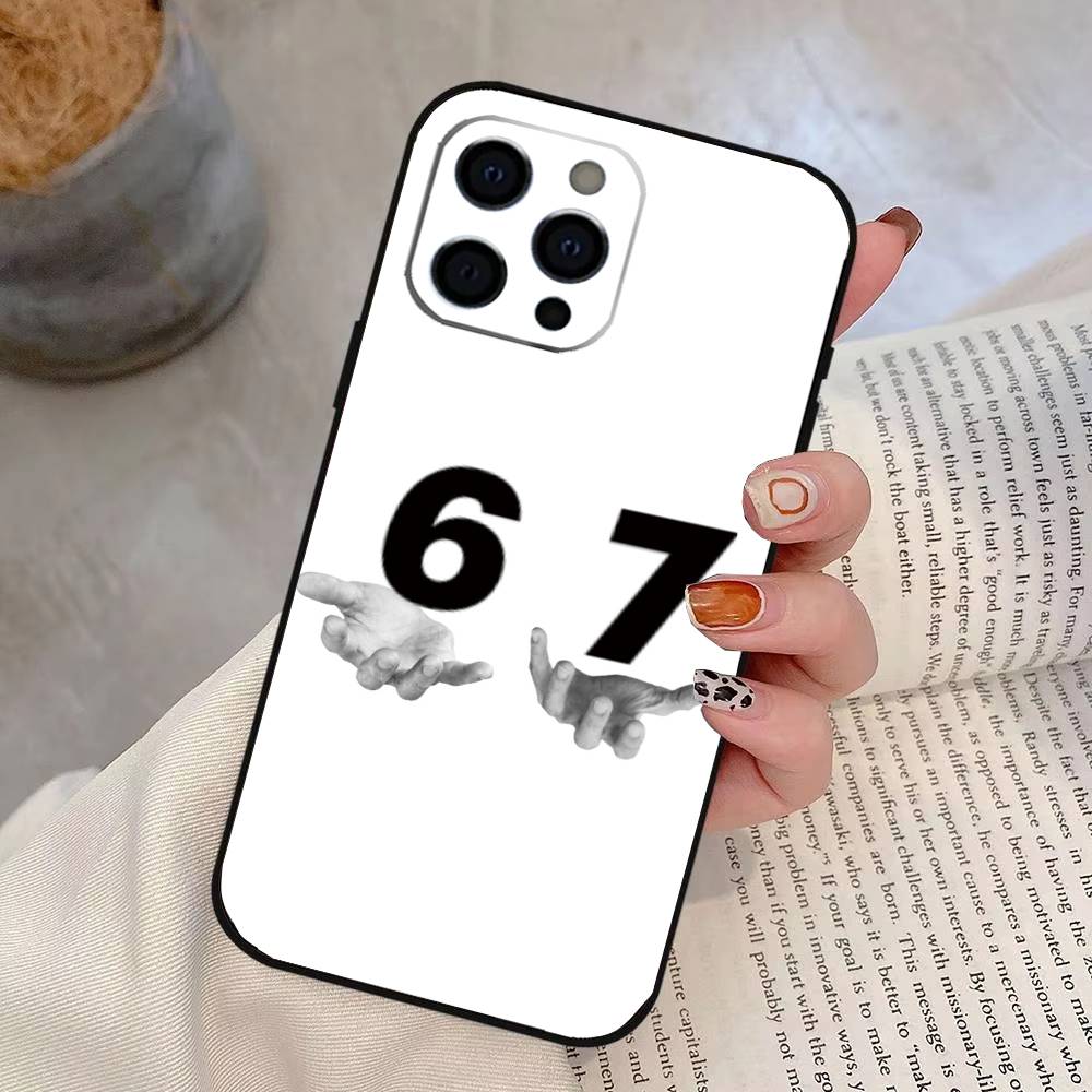 Чехол для телефона Six Seven 67 для iPhone 17,16,15,14,13,12,11 Plus,Pro Max,XS,Мягкий силиконовый черный чехол