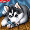 DIY Diamond Painting Husky Full Drill Square Diamond Embroidery Mosaic Dog Picture