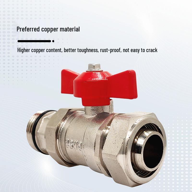 1-Inch Aluminum-Plastic Ball Valve for Underfloor Heating, 32mm External Thread Double Union Manifold.