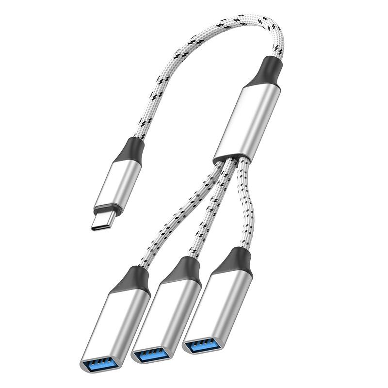 Разветвитель-хаб Type-C на 3 порта USB 3.0 для клавиатуры и мыши, OTG-адаптер